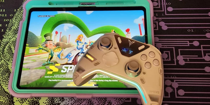 gamen.pro flydigi apex 5 android ios steam switch flydigi apex 5 resting on an ipad booting up disney speedstorm 1 jpg 820