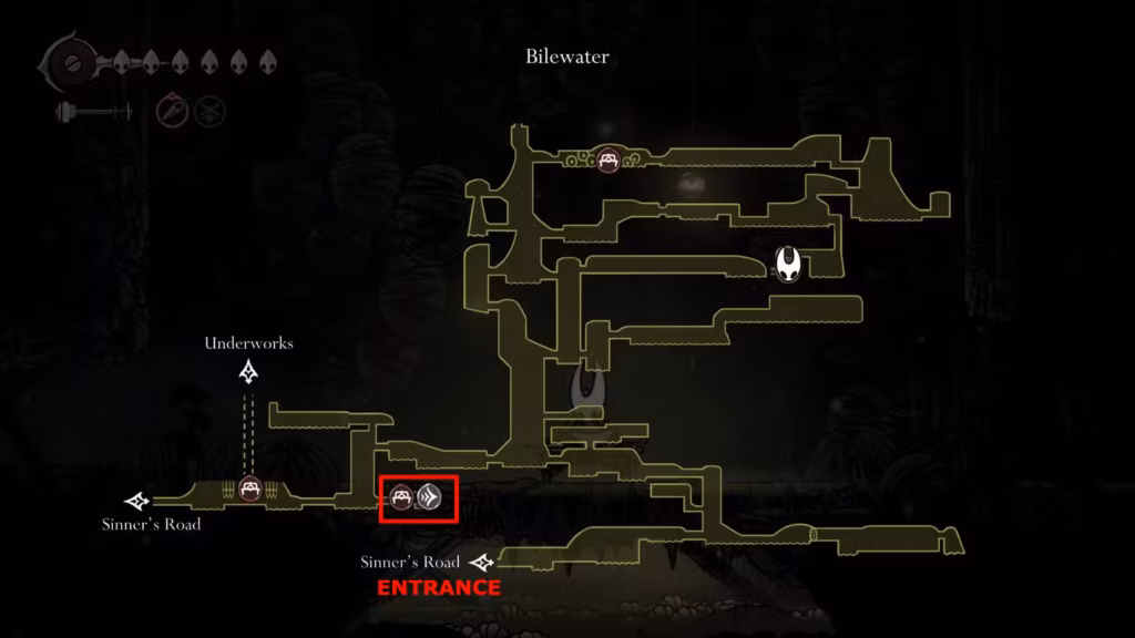 gamen.pro hollow knight silksong bilewater bench 1 map