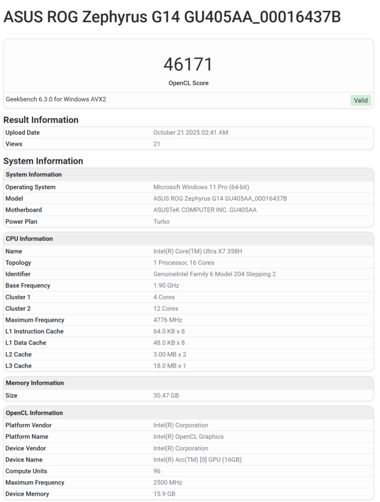 Lộ sức mạnh tiềm ẩn của Intel Core Ultra X7 358H Panther Lake 2 gamen.pro CORE Ultra X7 358H TEST 2