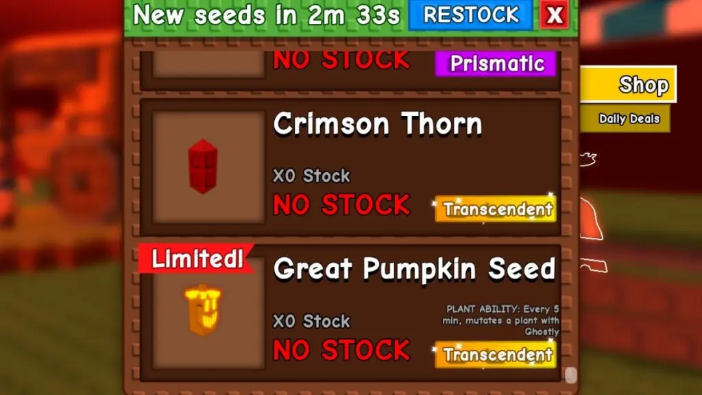 gamen.pro Great Pumpkin Seed in Seed Shop Grow a Garden