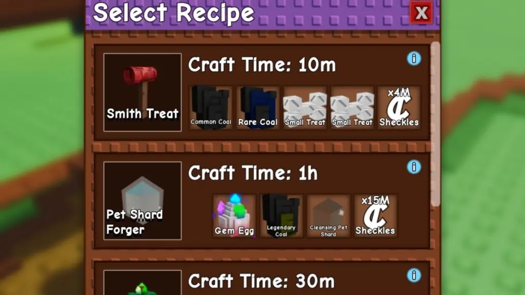 gamen.pro all gear crafting recipes