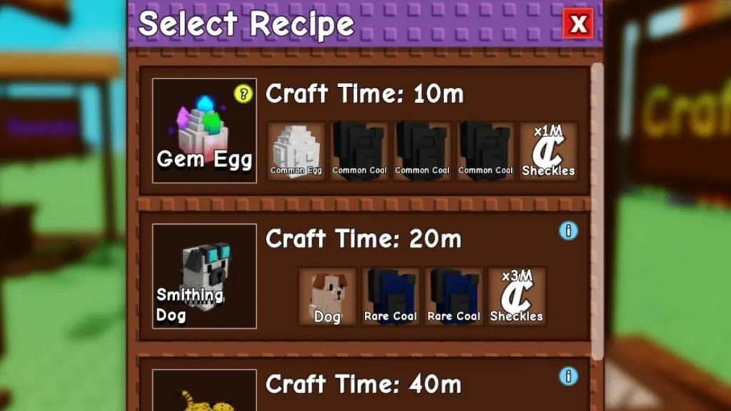 gamen.pro all pet crafting recipes