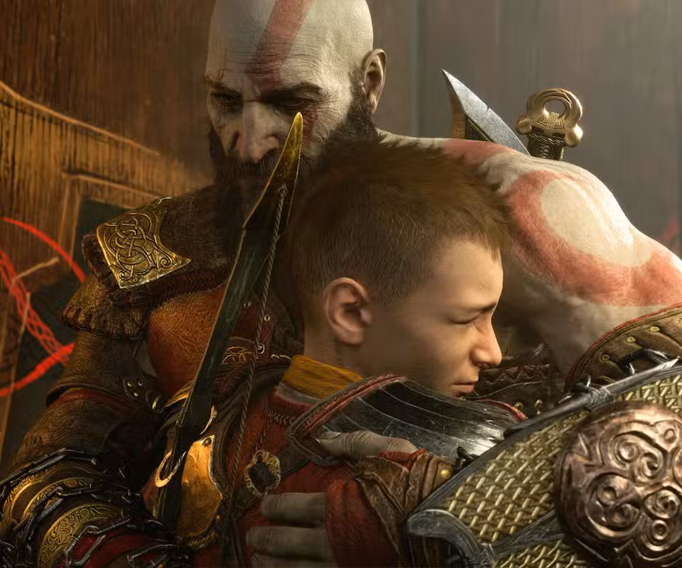 gamen.pro god of war ragnarok kratos hugging atreus