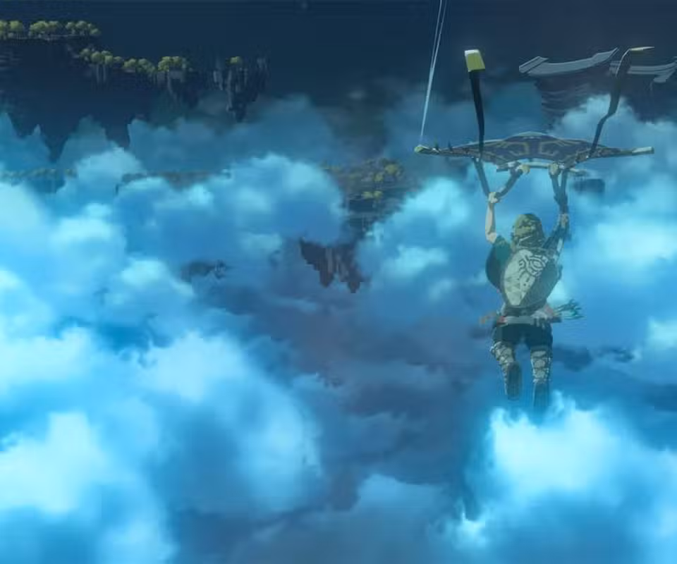 gamen.pro the legend of zelda tears of the kingdom link gliding through clouds