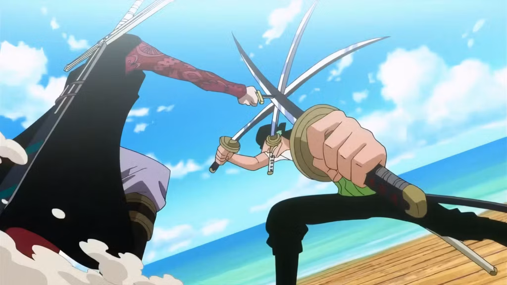 One Piece: Sau 6 năm, Zoro sắp có sức mạnh mới khiến cả thế giới phải run sợ 2 gamen.pro zoro clashing swords with mihawk