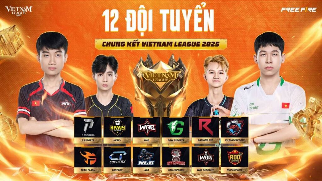 12 đội tuyển Free Fire hàng đầu Việt Nam bước vào cuộc chiến giành chức vô địch VIETNAM LEAGUE 2025! 1 gamen.pro 12 doi tuyen 1920x1080 VI