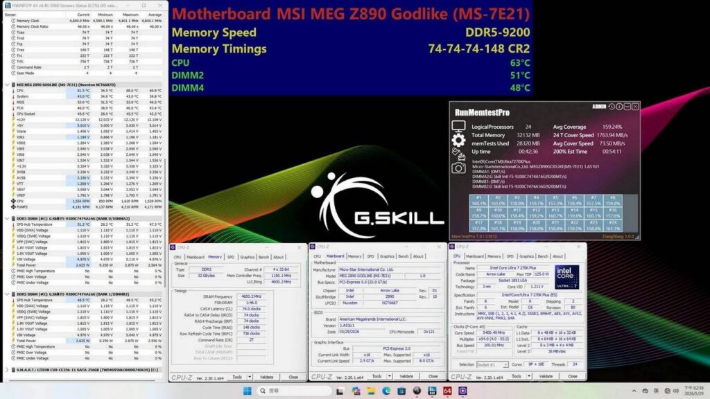 gamen.pro 03 gskill ddr5 9200 stress test screenshot