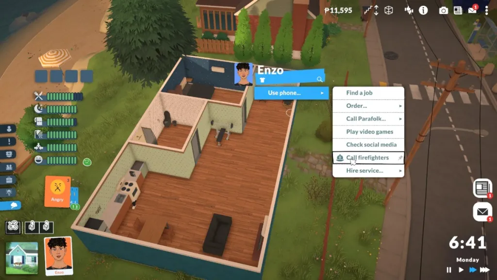 gamen.pro Calling firefighters using phone Paralives