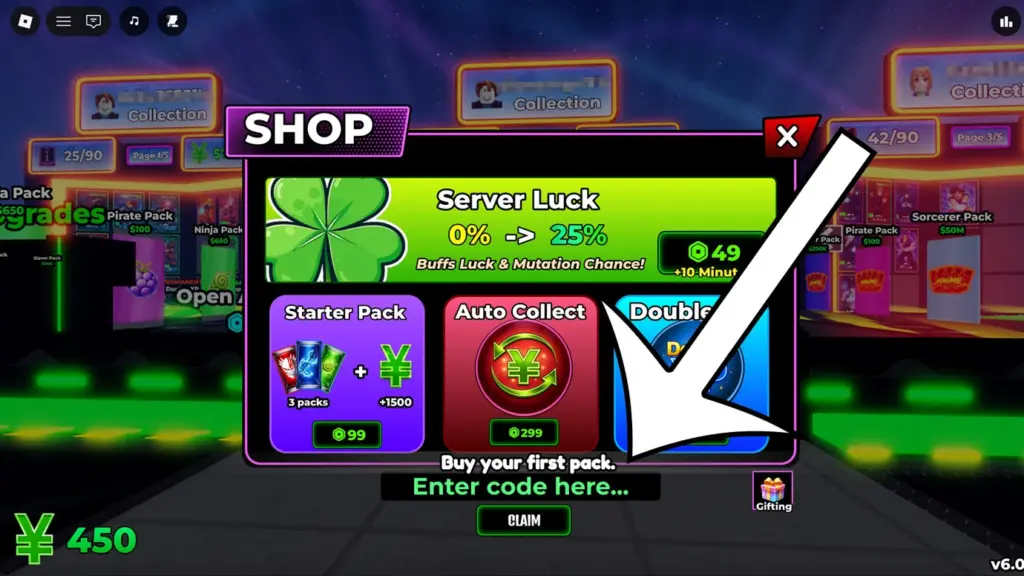 gamen.pro anime card collection codes menu