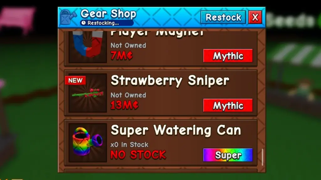 Strawberry Sniper trong Grow a Garden 2: Cách nhận, công dụng và có đáng mua không? 1 gamen.pro grow a garden 2 strawberry sniper gear shop menu