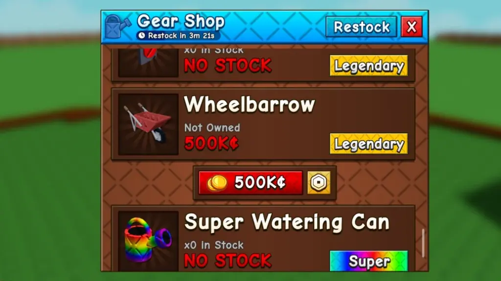 Wheelbarrow trong Grow a Garden 2 dùng để làm gì? Cách nhận và có nên mua hay không? 1 gamen.pro grow a garden wheelbarrow gear shop menu