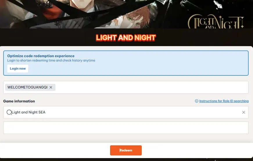 gamen.pro Light and Night redeem codes center