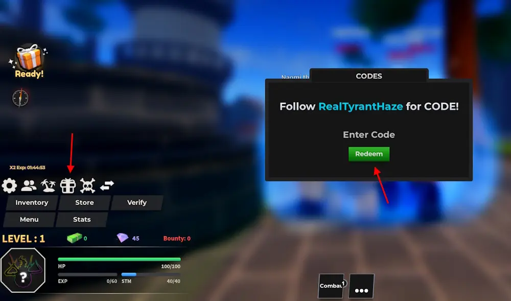 Danh sách mã code mới nhất trong Haze Seas tháng 7 năm 2026 1 gamen.pro thumb Haze Piece codes redeem option