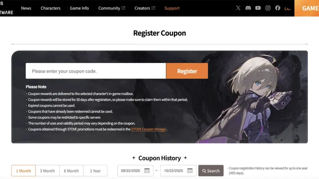 gamen.pro thumb chaos zero nightmare register coupon website