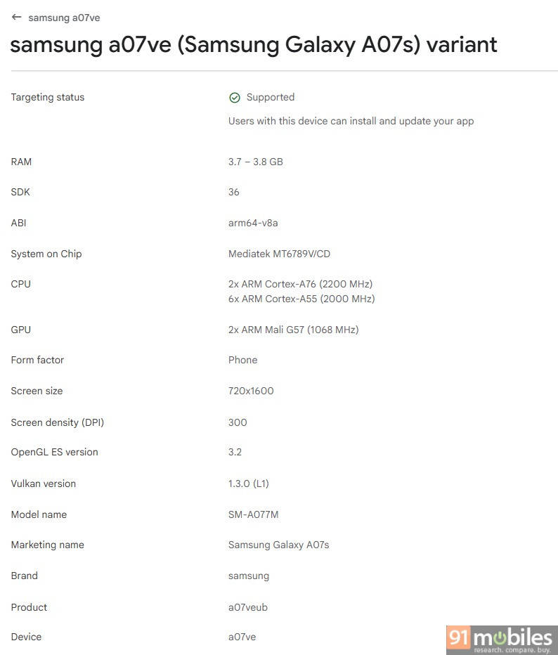 Bộ ba Galaxy S26 FE, A08 và A07s lộ diện 1 gamen.pro Samsung Galaxy A07s console