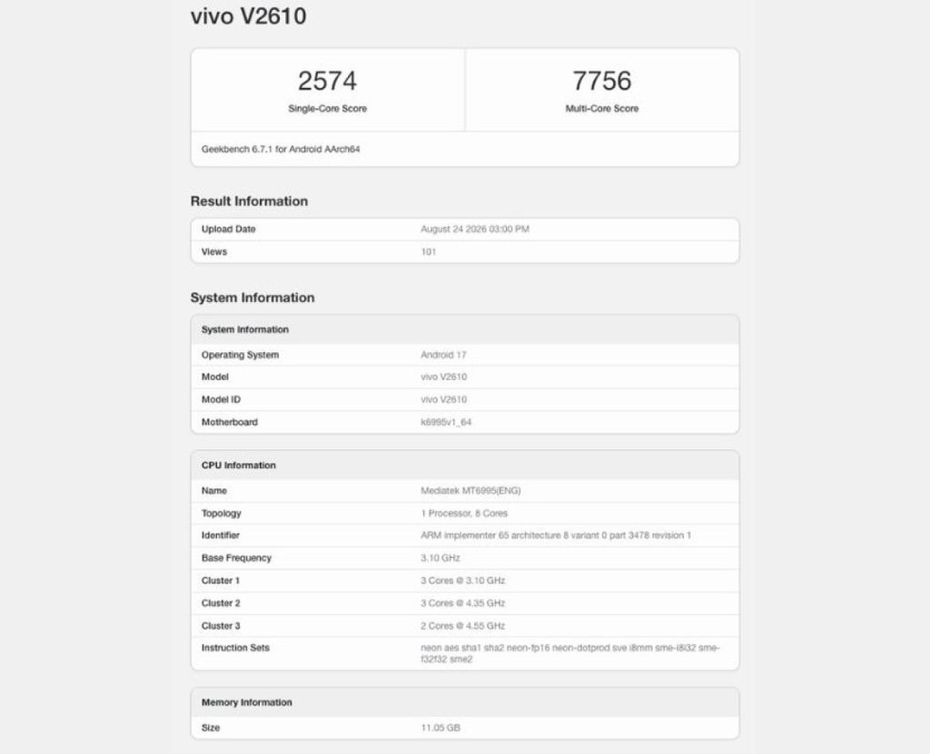 gamen.pro vivo X500 Pro Max geekbench