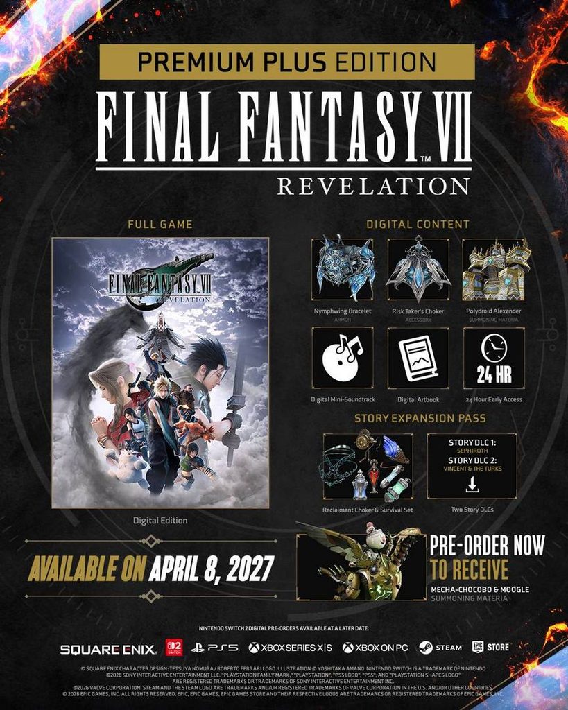 Final Fantasy VII Revelation có Collector's Edition kèm tượng ba nhân vật 2 Final Fantasy VII Revelation Premium Plus Edition