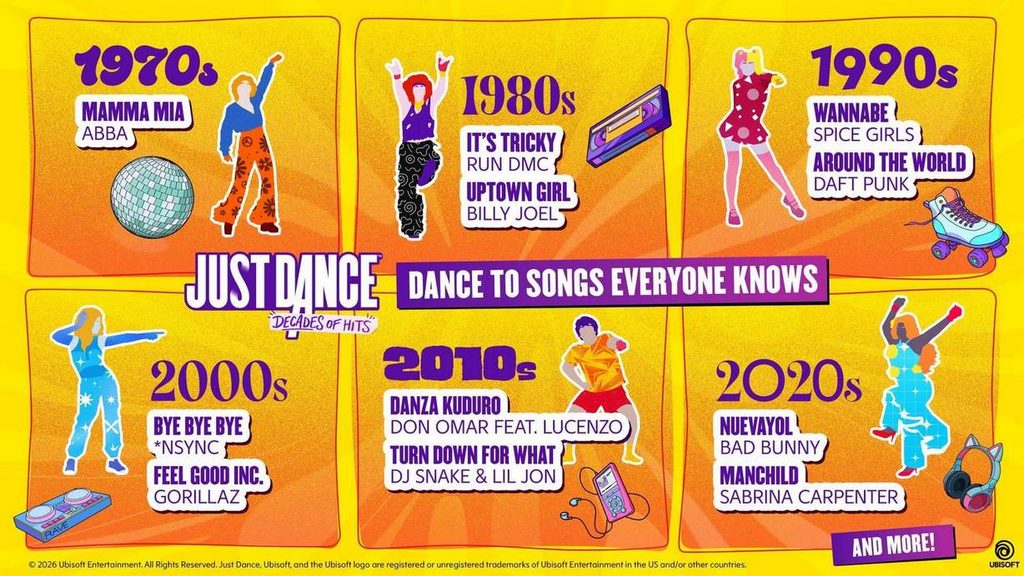 Ubisoft công bố Just Dance: Decades of Hits, ấn định phát hành vào tháng 10 6 Just Dance Decades of Hits Tracklist