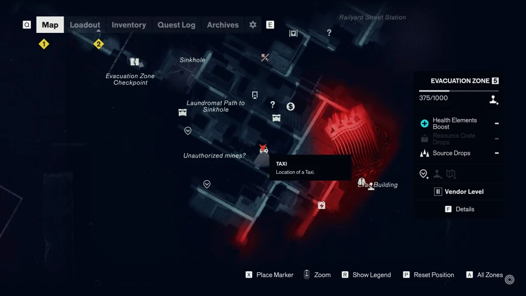 gamen.pro Evacuation Zone Taxis Location