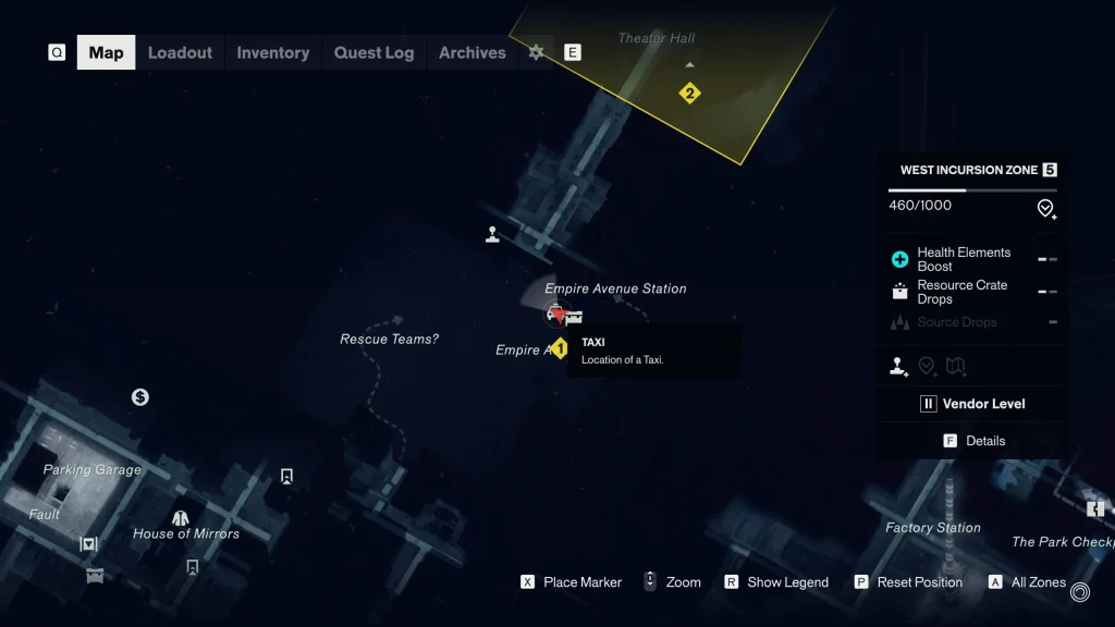 gamen.pro West Incursion Zones Taxi Location