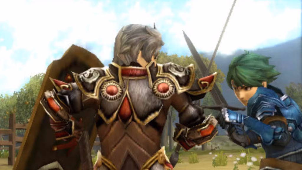 gamen.pro fire emblem echoes cutscene image where two soldiers fight with swords